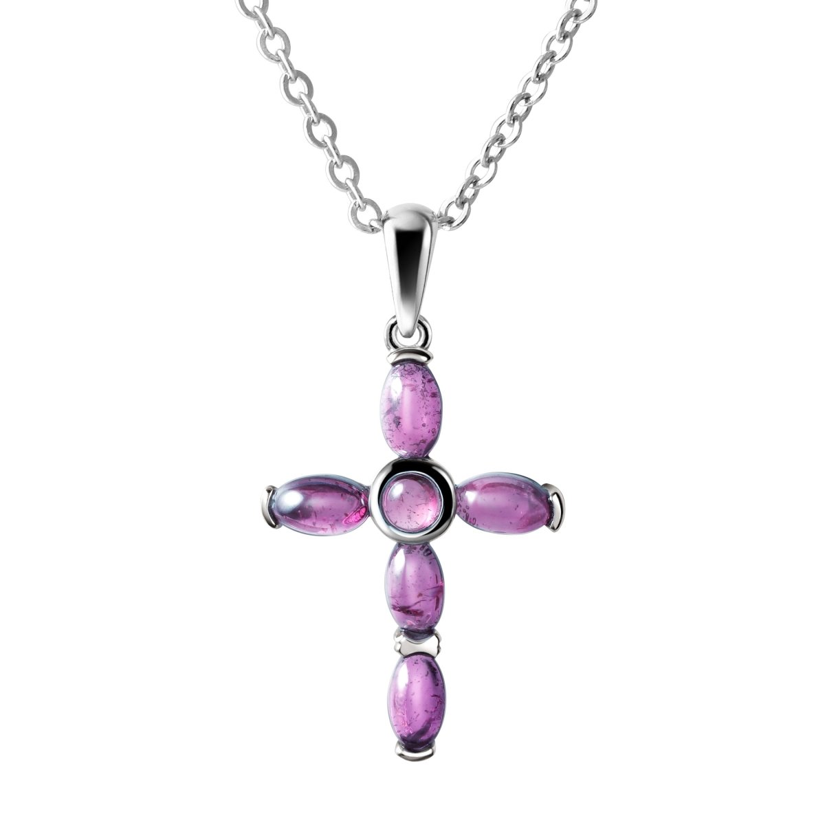 Multi-Gemstone Rhodium Over Silver Cross Pendant with Chain 5.45ctw -  JXH096 | JTV.com