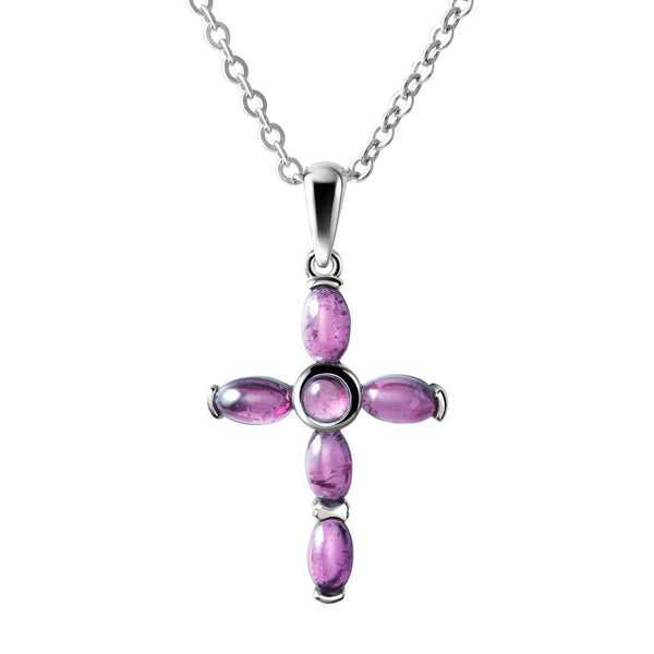 Sterling Silver Natural Tourmaline Gemstone Cross Pendant Necklace - Franki Baker Jewellery