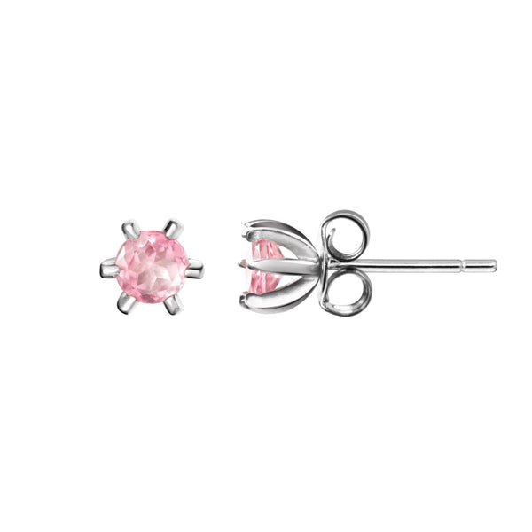 Sterling Silver Pink Facetted Tourmaline Gemstone Stud Earrings - Franki Baker Jewellery