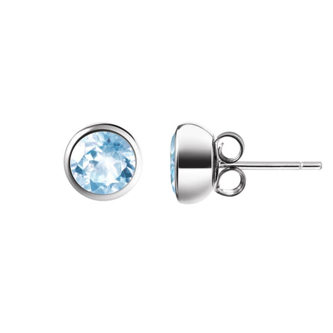 Sterling Silver & Sky Blue Natural Round Topaz Gemstone Stud Earrings - Franki Baker Jewellery