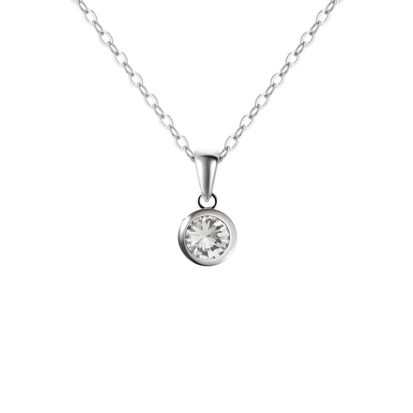 Sterling Silver Small & Dainty Natural White Topaz Gemstone Pendant Necklace Length: 50cm. Pendant Length with bale : 1.4cm