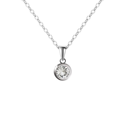 Sterling Silver Small & Dainty Natural White Topaz Gemstone Pendant Necklace Length: 50cm. Pendant Length with bale : 1.4cm