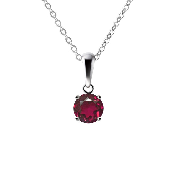 Sterling Silver Small & Dainty Round Natural Rhodolite Garnet Gemstone Pendant Necklace