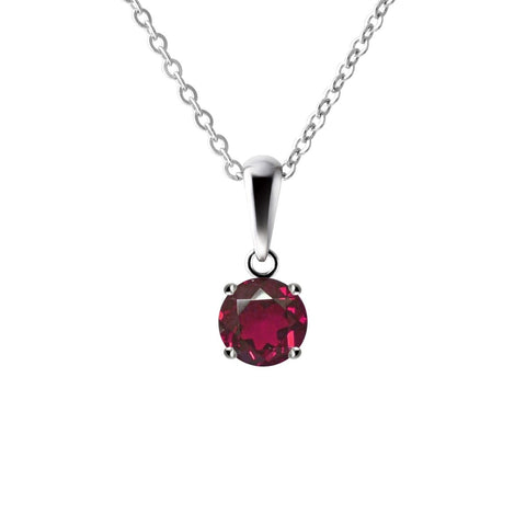 Sterling Silver Small & Dainty Round Natural Rhodolite Garnet Gemstone Pendant Necklace
