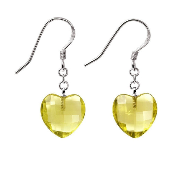 Stunning Faceted Lemon Quartz Hearts and Sterling Silver Earrings - Franki Baker Jewellery