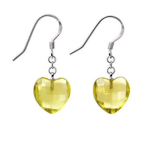 Stunning Faceted Lemon Quartz Hearts and Sterling Silver Earrings - Franki Baker Jewellery