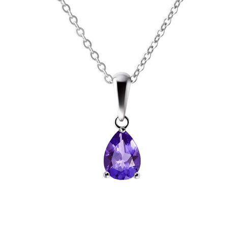 Amethyst Pear Pendant on Silver Chain