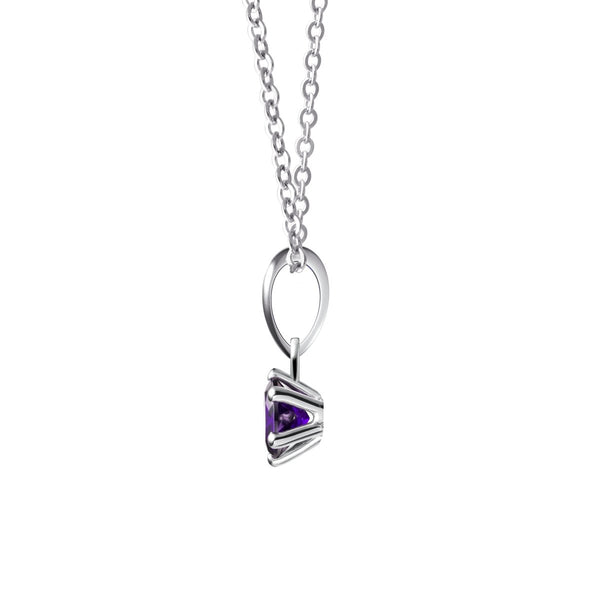 Tiny Natural Blue Amethyst Gemstone & Sterling Silver Pendant Necklace. Length: 50cm