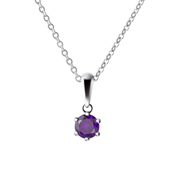 Tiny Natural Blue Amethyst Gemstone & Sterling Silver Pendant Necklace. Length: 50cm