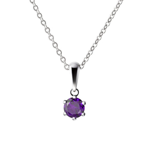 Tiny Natural Blue Amethyst Gemstone & Sterling Silver Pendant Necklace. Length: 50cm