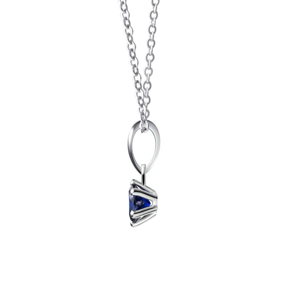 Tiny Natural Blue Iolite Gemstone & Sterling Silver Pendant Necklace. Length: 50cm