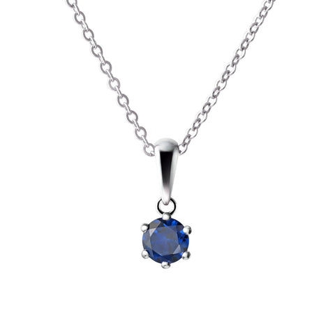 Tiny Natural Blue Iolite Gemstone & Sterling Silver Pendant Necklace. Length: 50cm