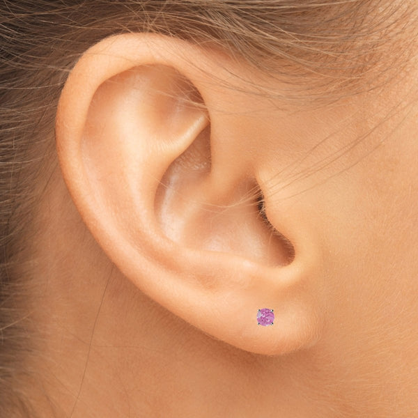Genuine Pink Sapphire Stud Earrings