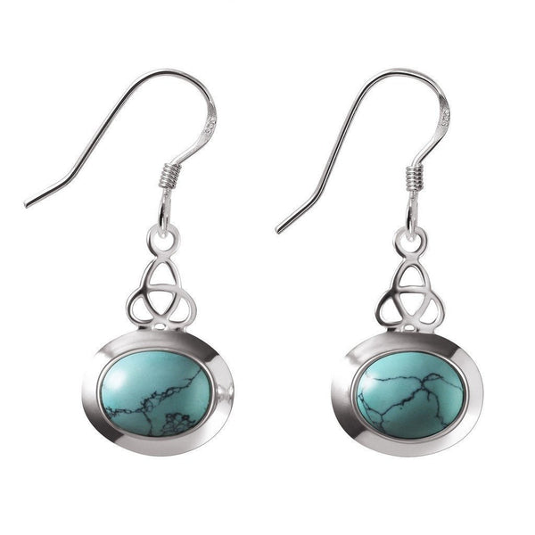 Turquoise Arts and Crafts Style Sterling Silver Drop Earrings - Franki Baker Jewellery