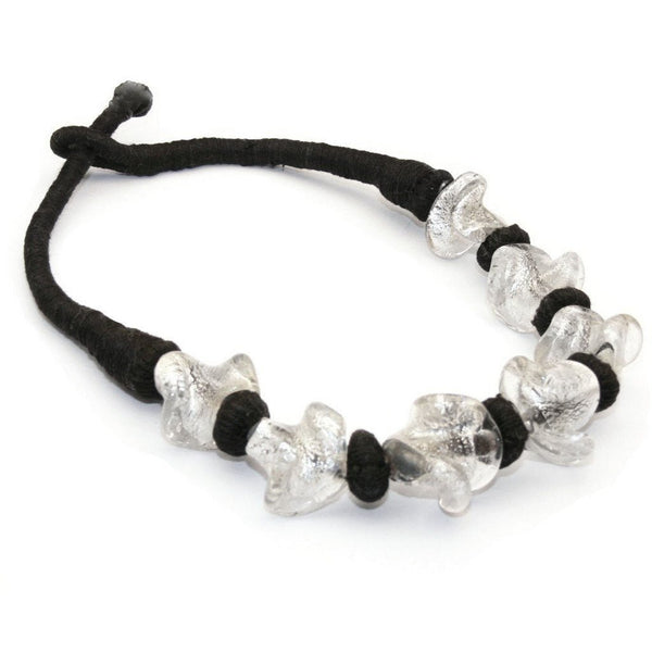 Unusual White and Silver Glass Bead Choker - Franki Baker Jewellery