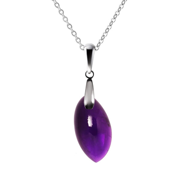 Very Dainty Natural Cushion Cut Amethyst Gemstone & Sterling Silver Pendant Necklace. Length: 50cm
