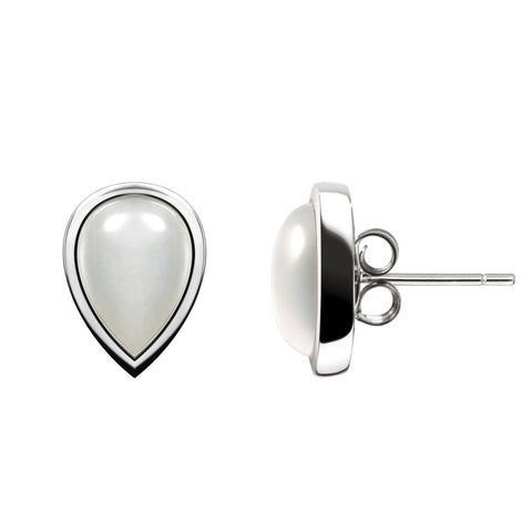 White Moonstone & Sterling Silver Stud Earrings - Franki Baker Jewellery