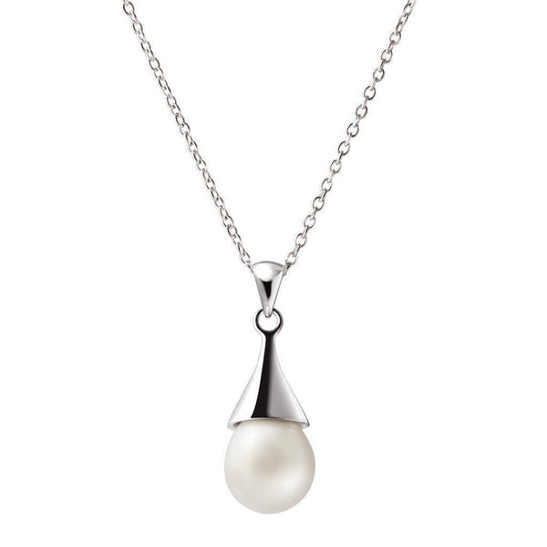 White Pearl and 925 Sterling Silver Pendant & Chain Necklace - Franki Baker Jewellery