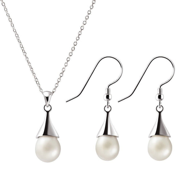 White Pearl and 925 Sterling Silver Kiss Detail Pendant Necklace - Franki Baker Jewellery
