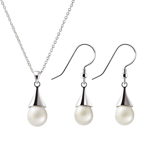White Pearl and 925 Sterling Silver Kiss Detail Pendant Necklace - Franki Baker Jewellery