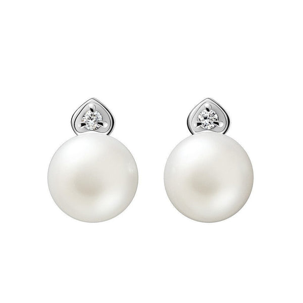 White Pearl, Cubic Zirconia and Silver Pendant Necklace and Earrings Set - Franki Baker Jewellery