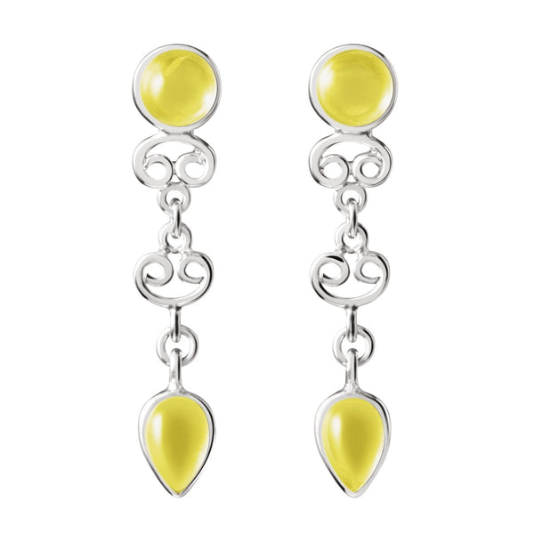 Yellow Citrine and Sterling Silver Stud/ Drop Earrings - Franki Baker Jewellery