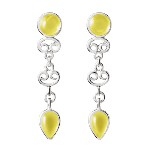 Yellow Citrine and Sterling Silver Stud/ Drop Earrings - Franki Baker Jewellery